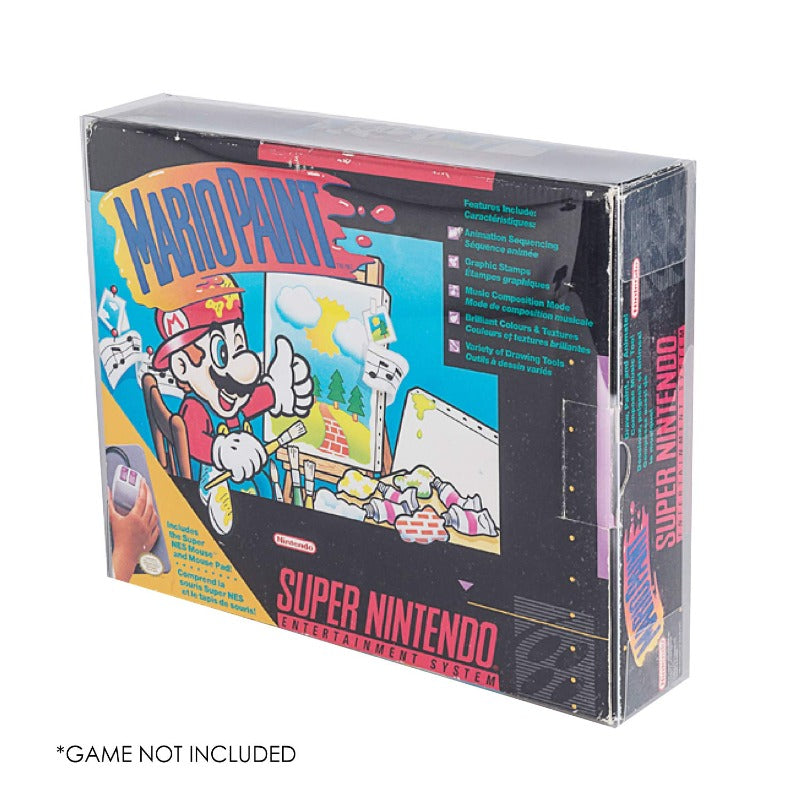 Nintendo SNES Mario Paint Big Box EVORETRO PET Protectors - Pack of 1 EVORETRO Canada Video Game Protectors  Squirtle Squad Card Shop.