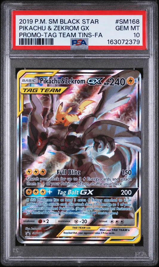 Pikachu & Zekrom GX SM168 PSA 10 cert 163072379