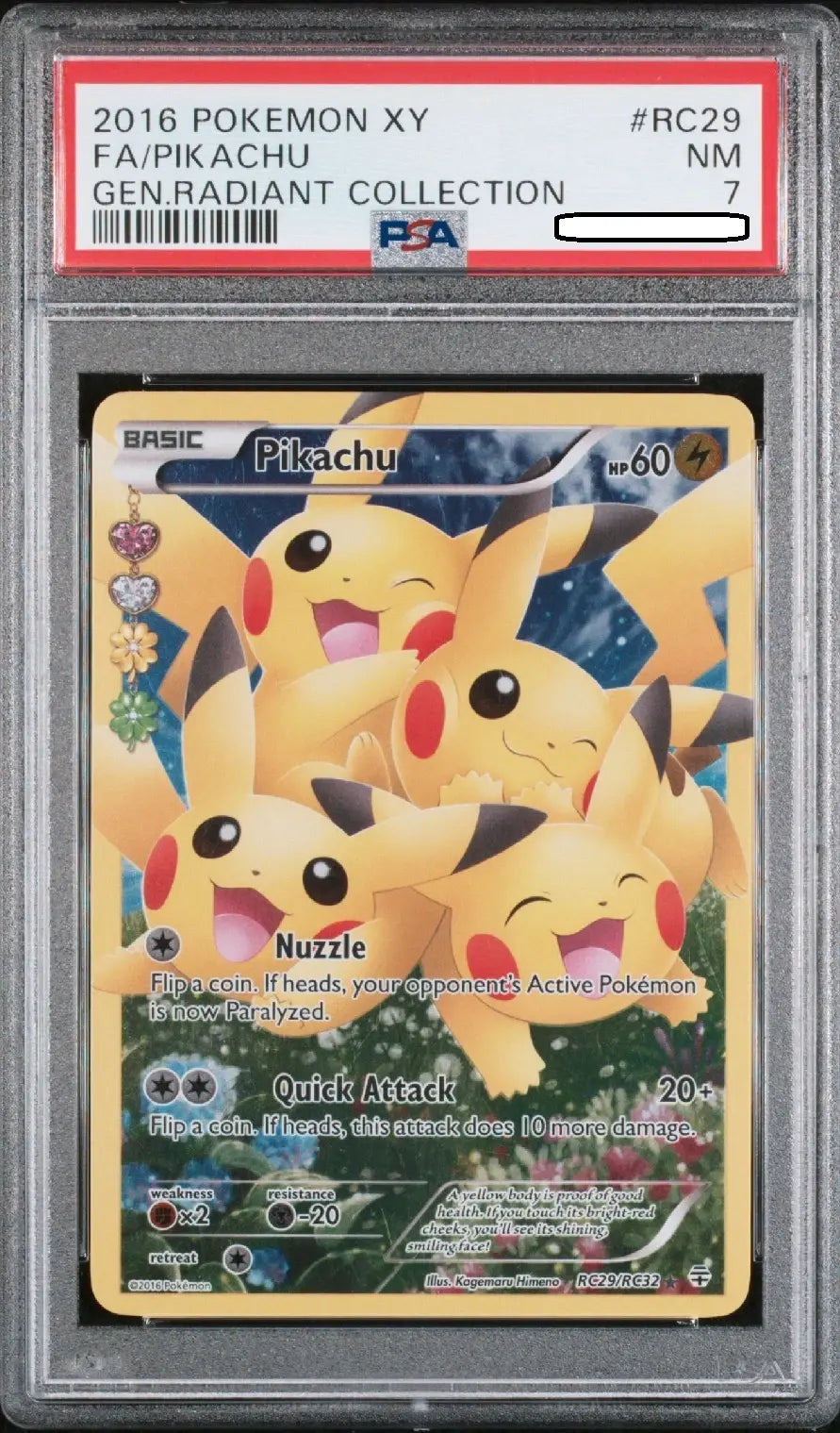 Pokémon TCG – Pikachu RC29/RC32 Radiant Collection Full Art – Generations – PSA 7 Near Mint
