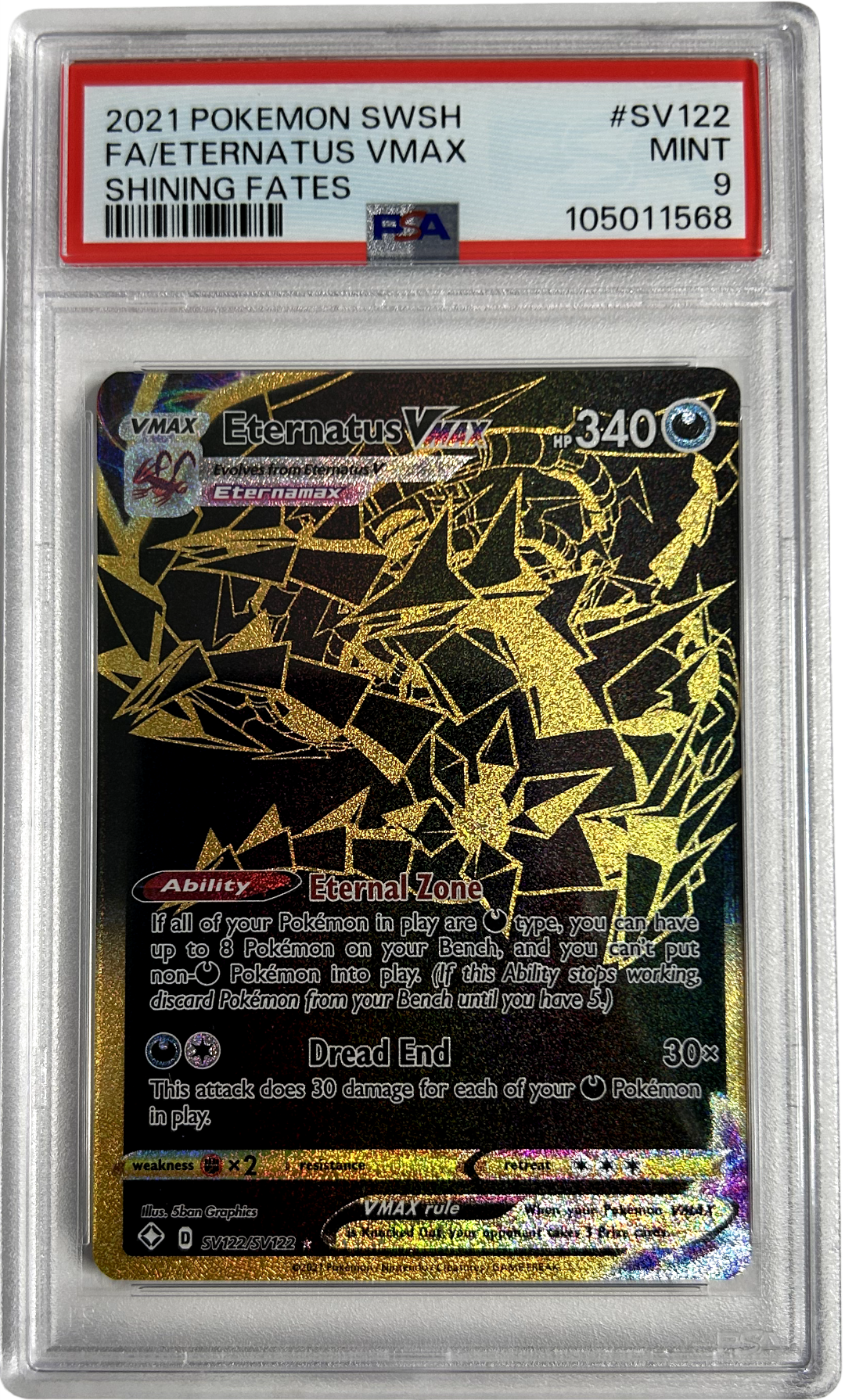 Pokemon - Shining Fates - Eternatus Vmax SV122/SV122 - PSA 9