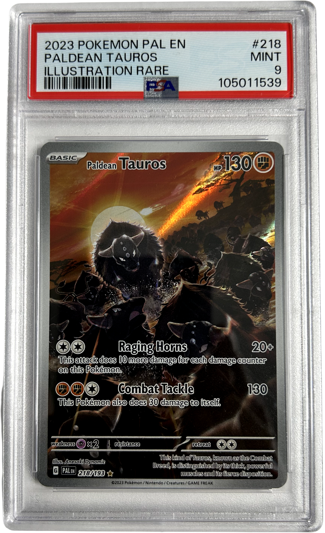 Pokemon - Paldea Evolved Tauros 218/193 - PSA 9