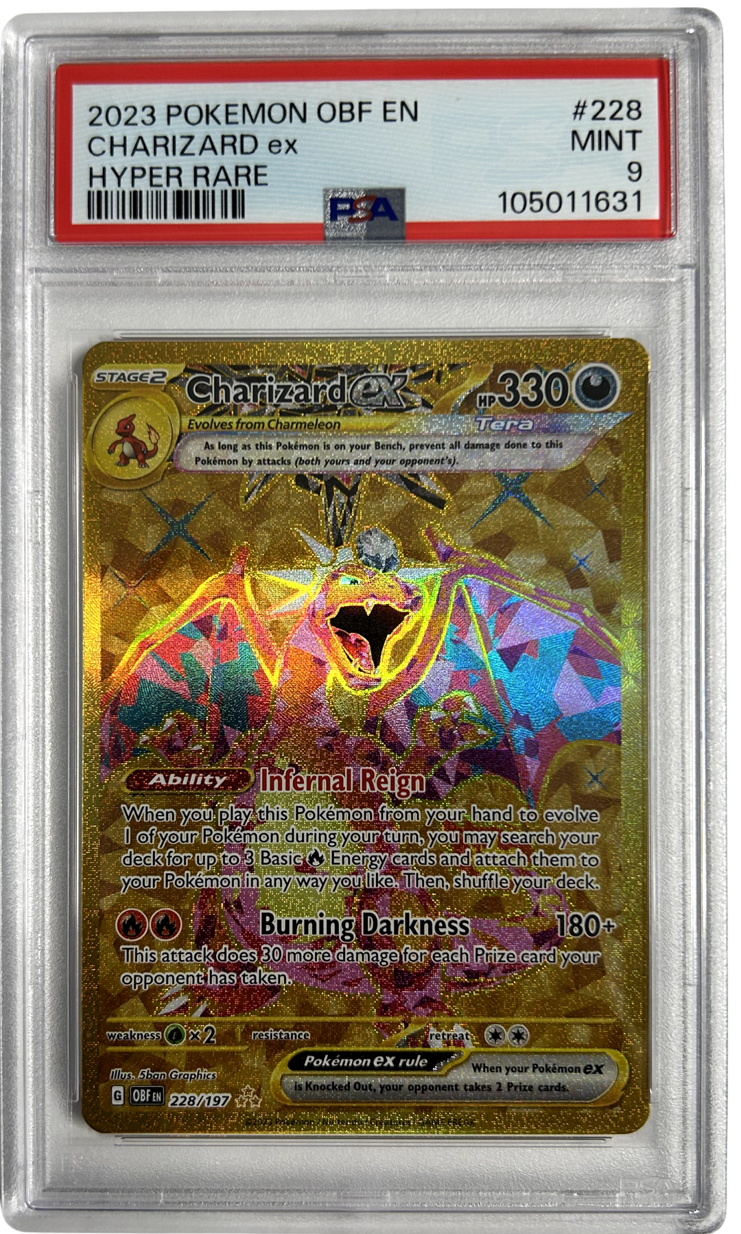 Pokemon - Obsidian Flames - Charizard 228/197 - PSA 9