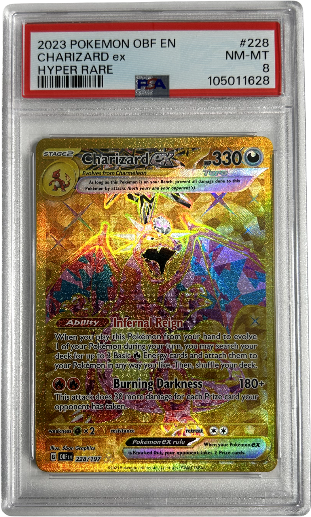 Pokemon - Obsidian Flames - Charizard 228/197 - PSA 8
