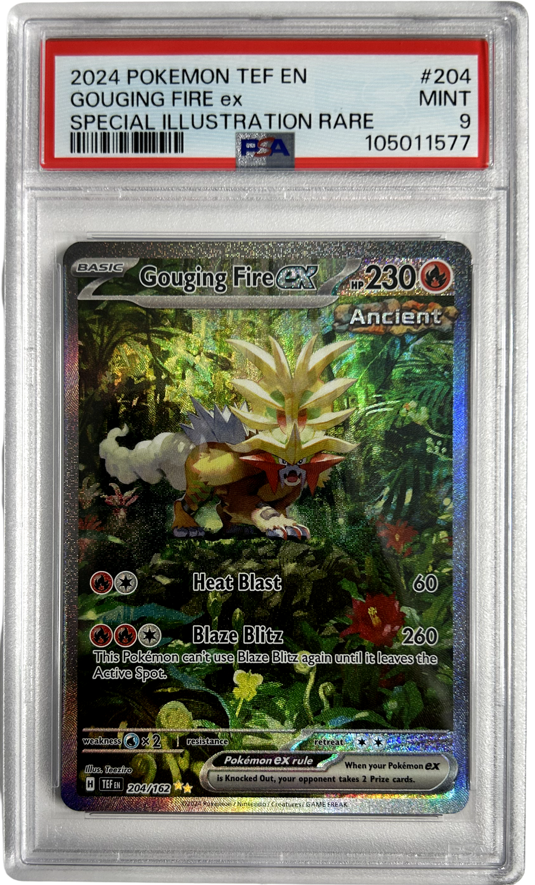 Pokemon - Temporal Forces - Gouging Fire EX 204/162 - PSA 9