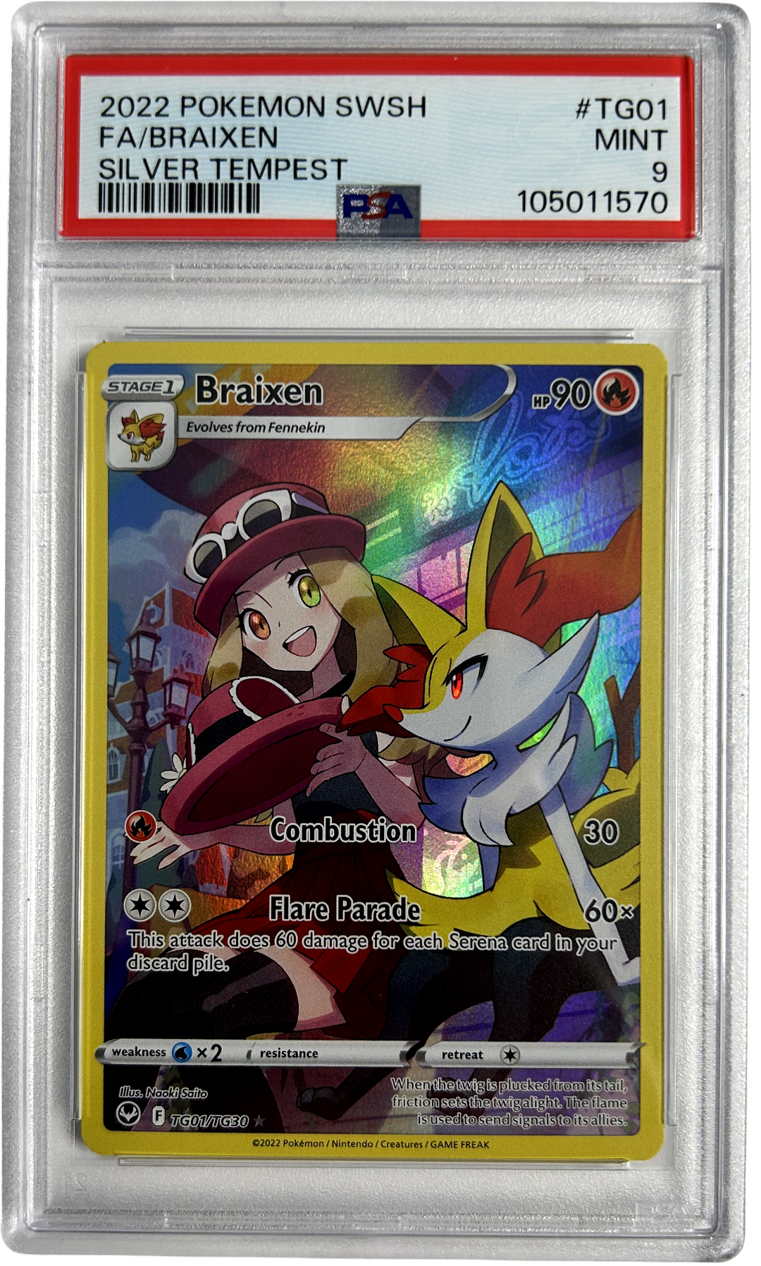 Pokemon - Silver Tempest - Braixen TG01/TG30 - PSA 9