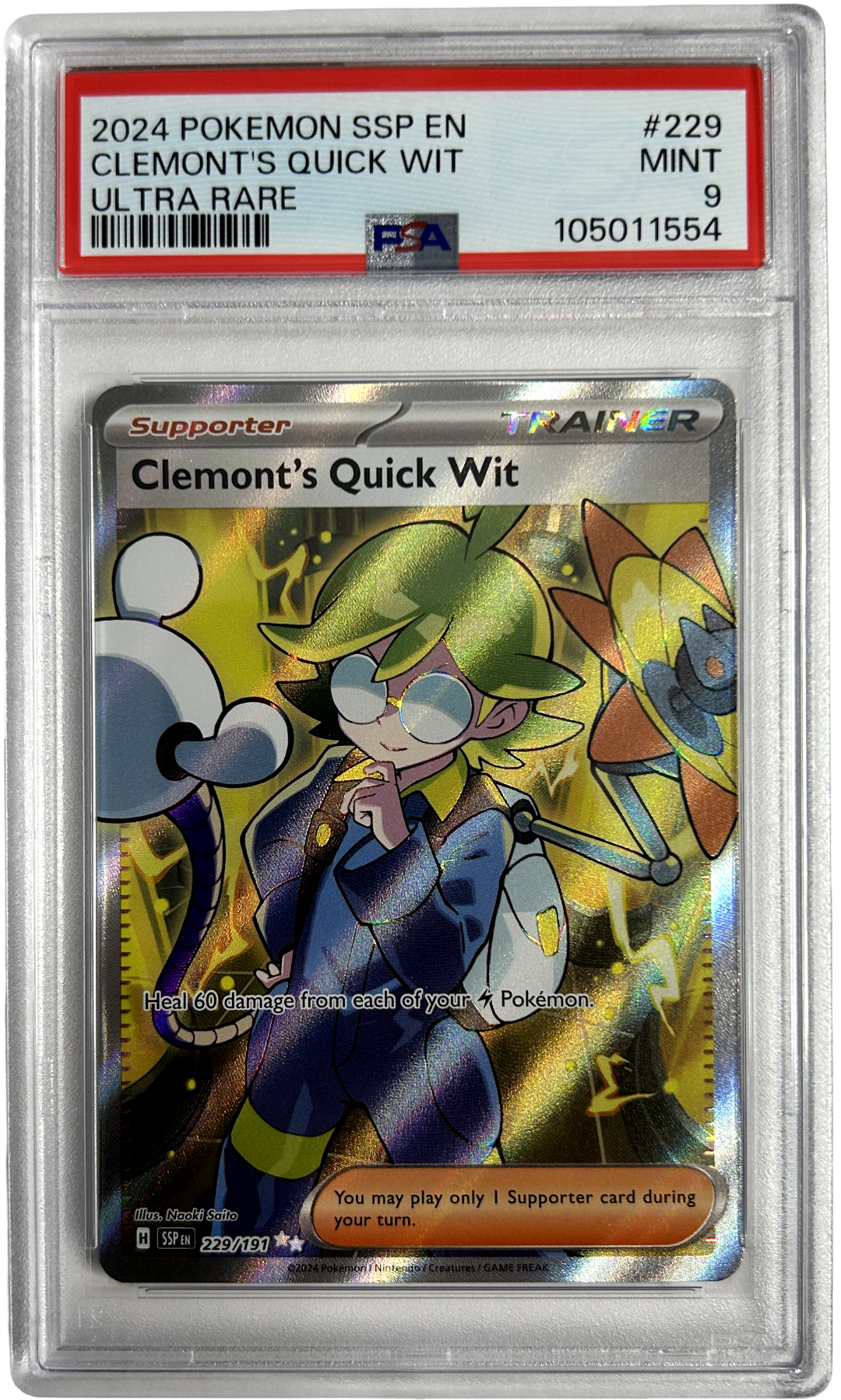 Pokemon - Surging Sparkes - Clemont's Quick Wit 229 - PSA 9