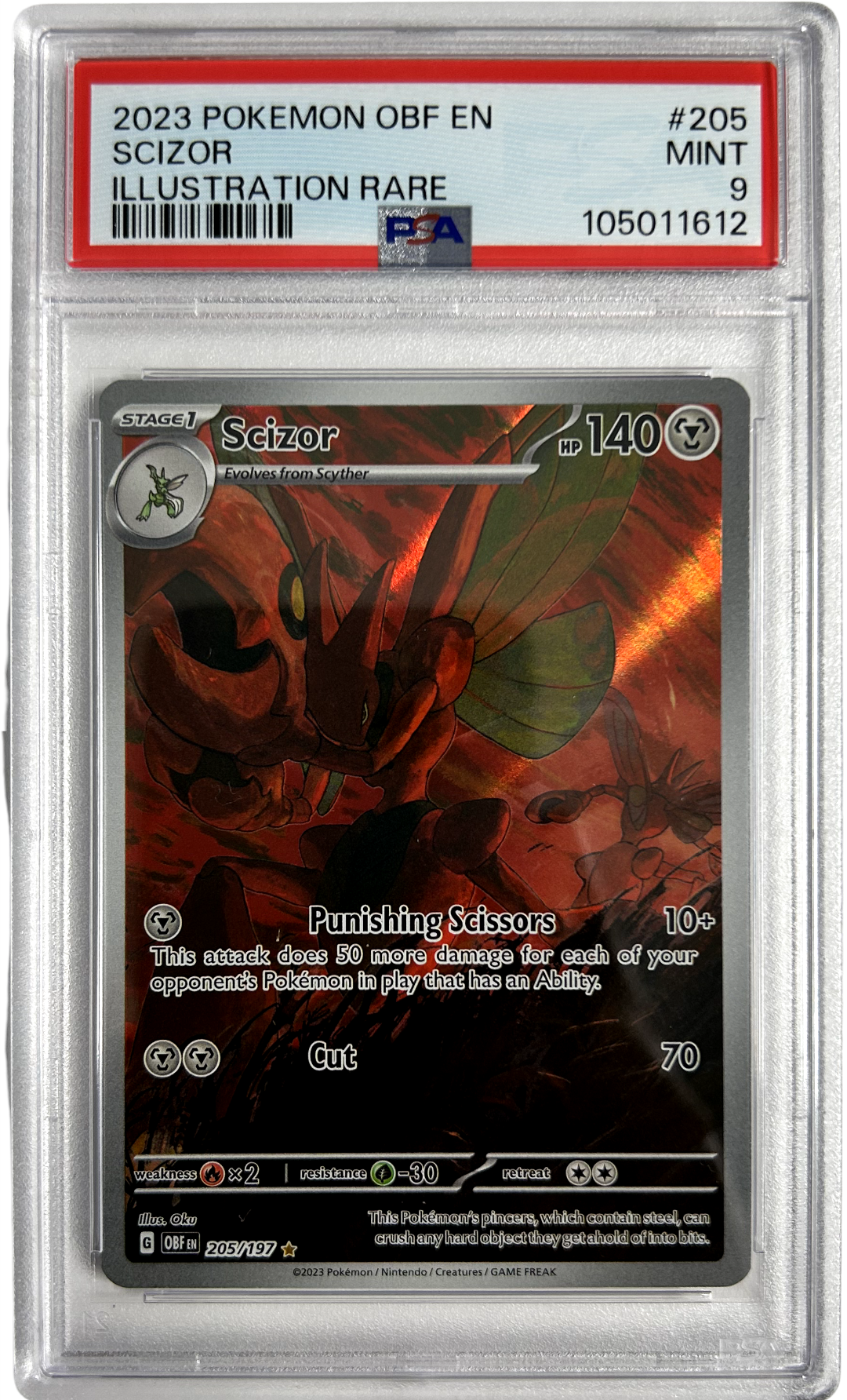 Pokemon - Obsidian Flames - Scizor 205/197PSA 9