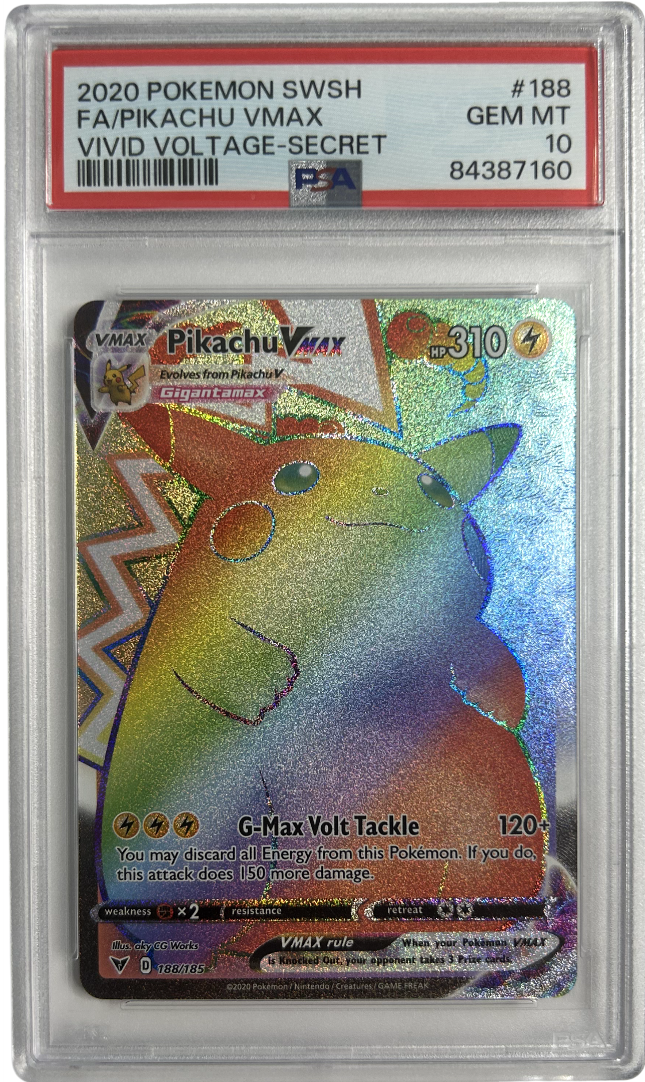 Pokemon - Vivid Voltage - Pikachu Vmax 188/185 - PSA 10