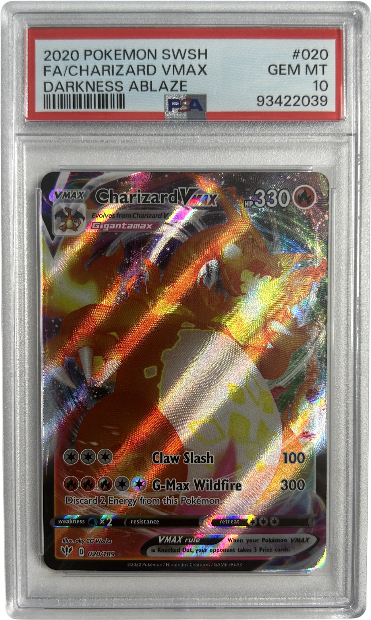 Pokemon - Darkness Ablaze - Charizard Vmax 020/189 - PSA 10