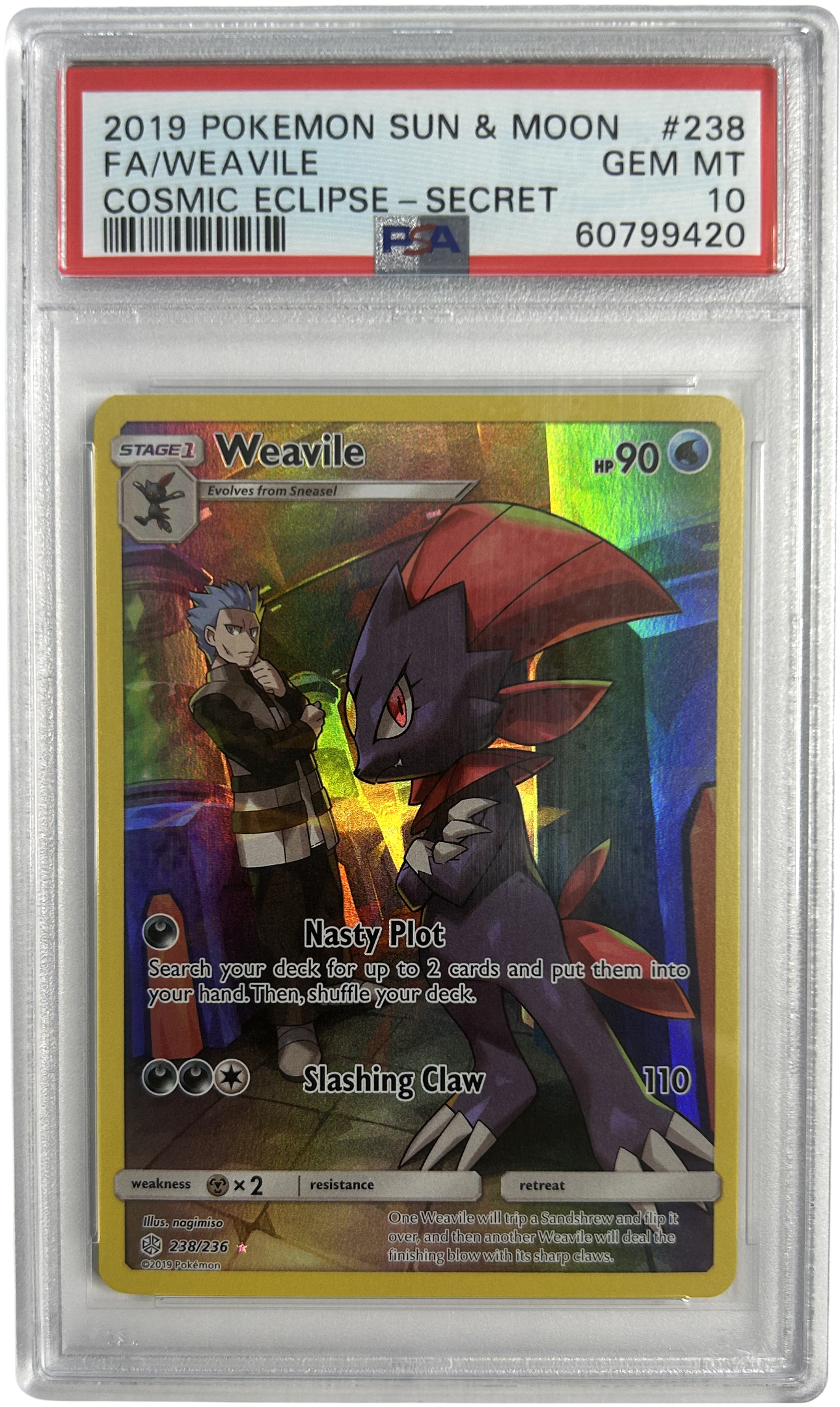 Pokemon - Cosmic Eclipes - Weavile 238/236 - PSA 10