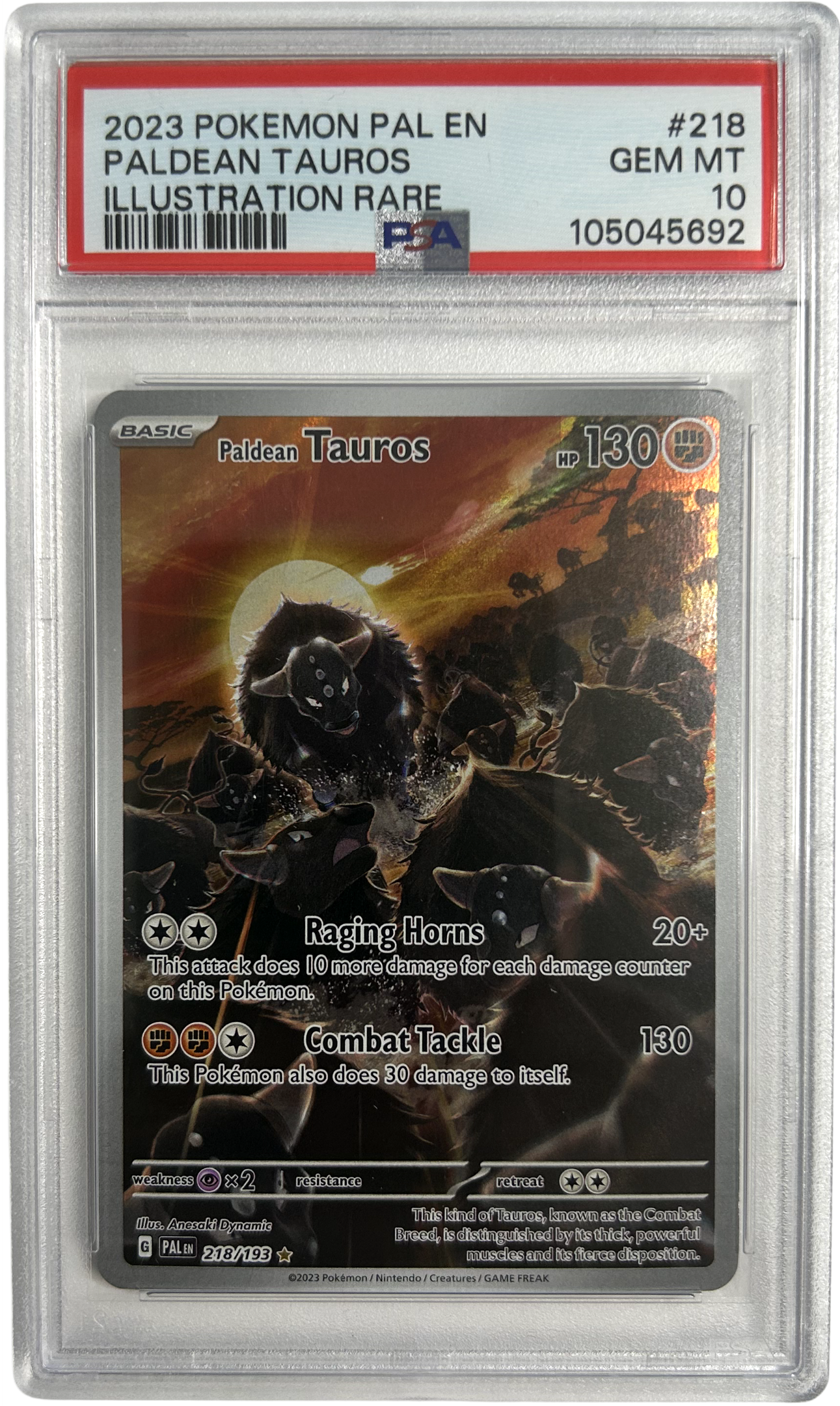 Pokemon - Paldea Evolved - Tauros 218/193 - PSA 10