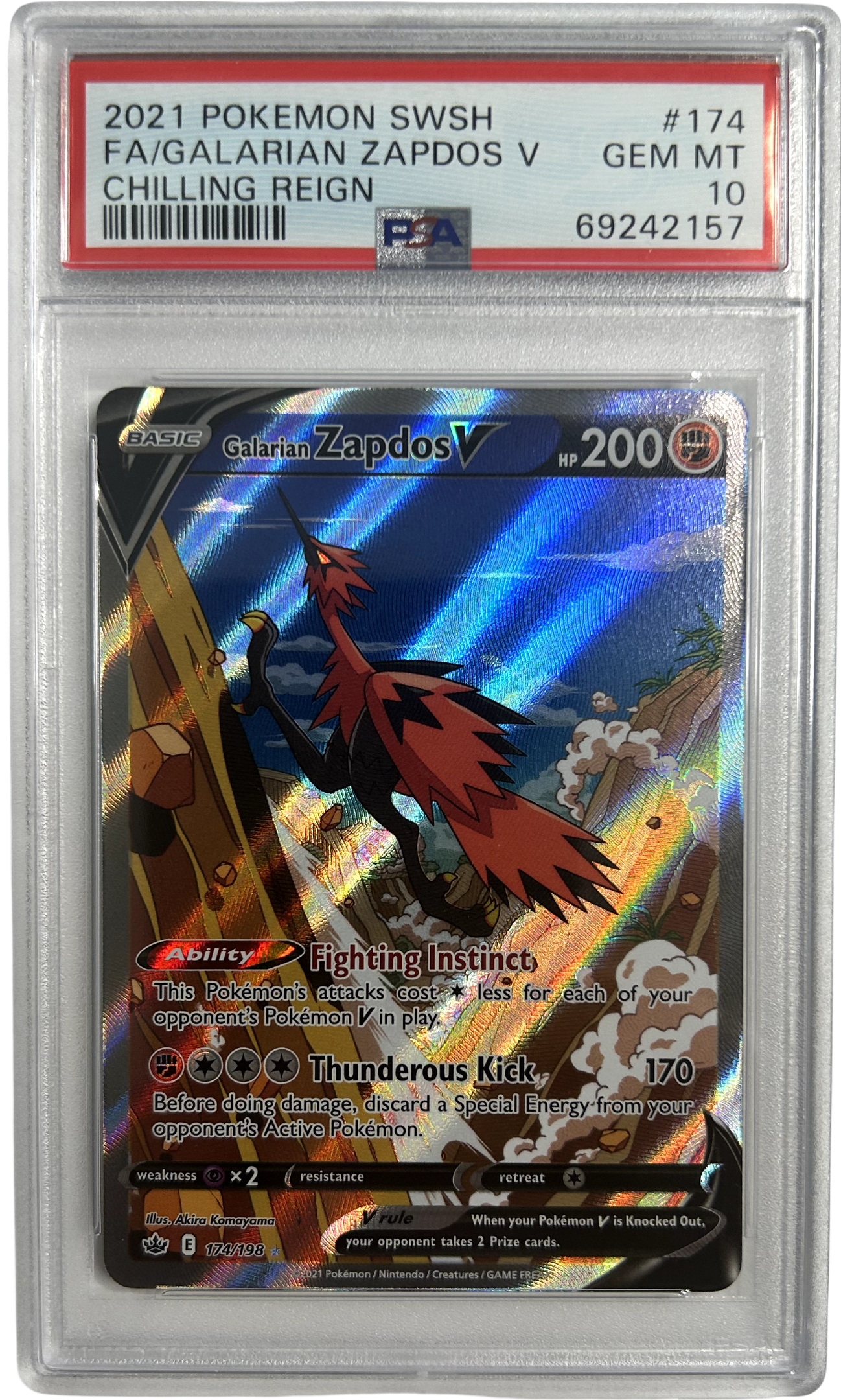 Pokemon - Chilling Reign - Glarian Zapdos V 174/198 - PSA 10