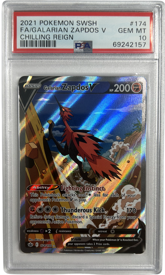 Pokemon - Chilling Reign - Glarian Zapdos V 174/198 - PSA 10
