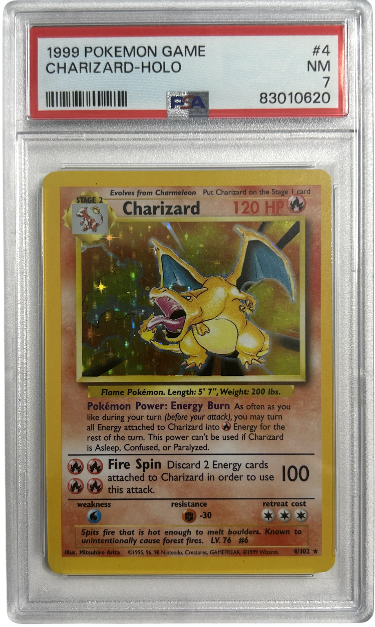 Pokemon - Base Set - Charizard 4/102 Holo - PSA 7