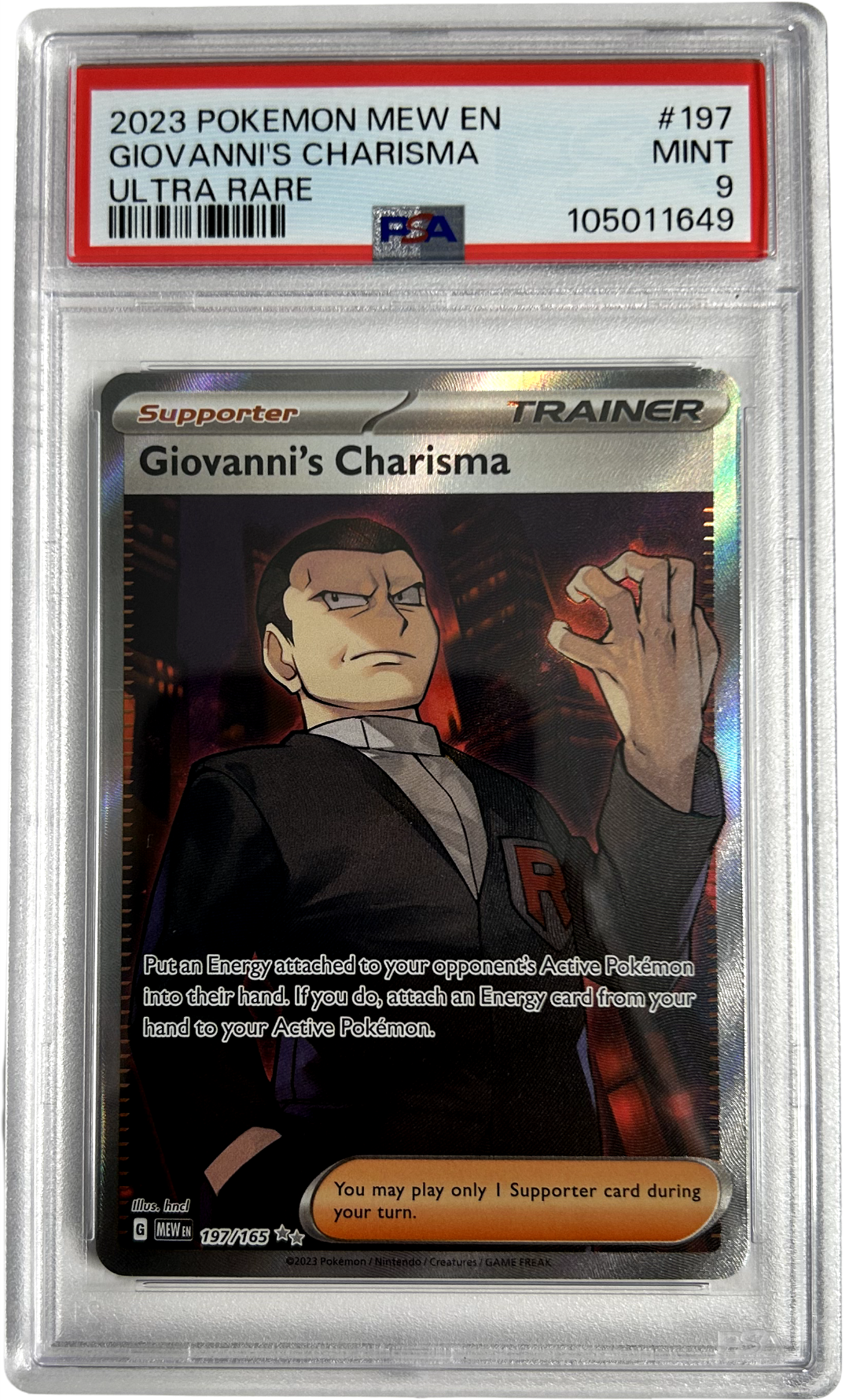 Pokemon - 151 - Giovanni's Charisma 197/165 - PSA 9