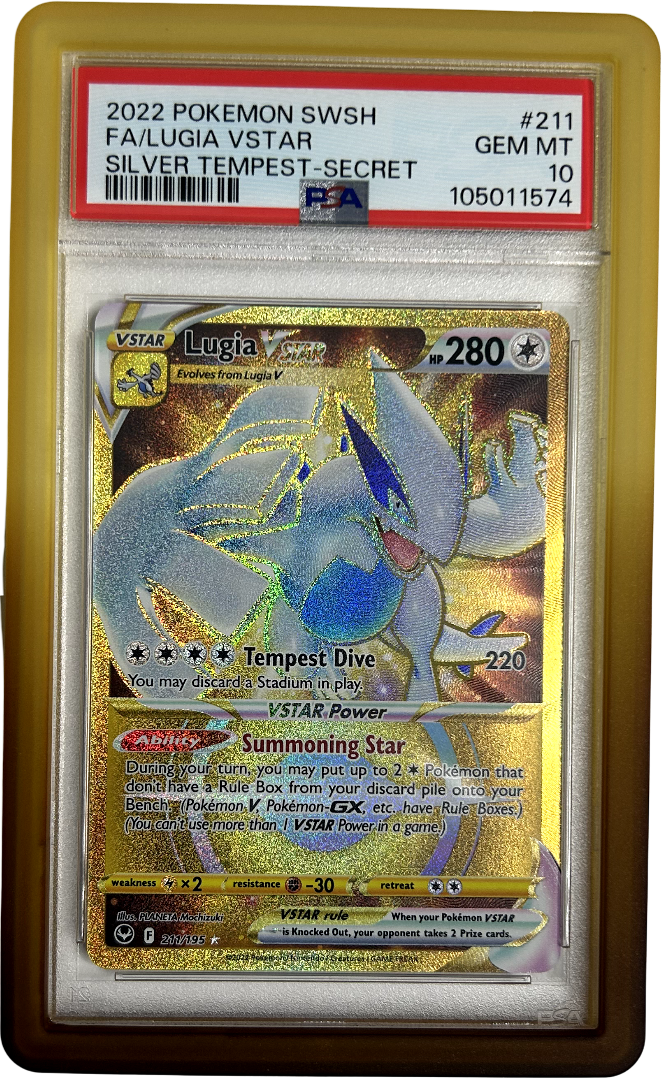 Pokemon - Silver Tempest - Lugia Vmax 211/195 - PSA 10 - Sandstorm Bumper Guard