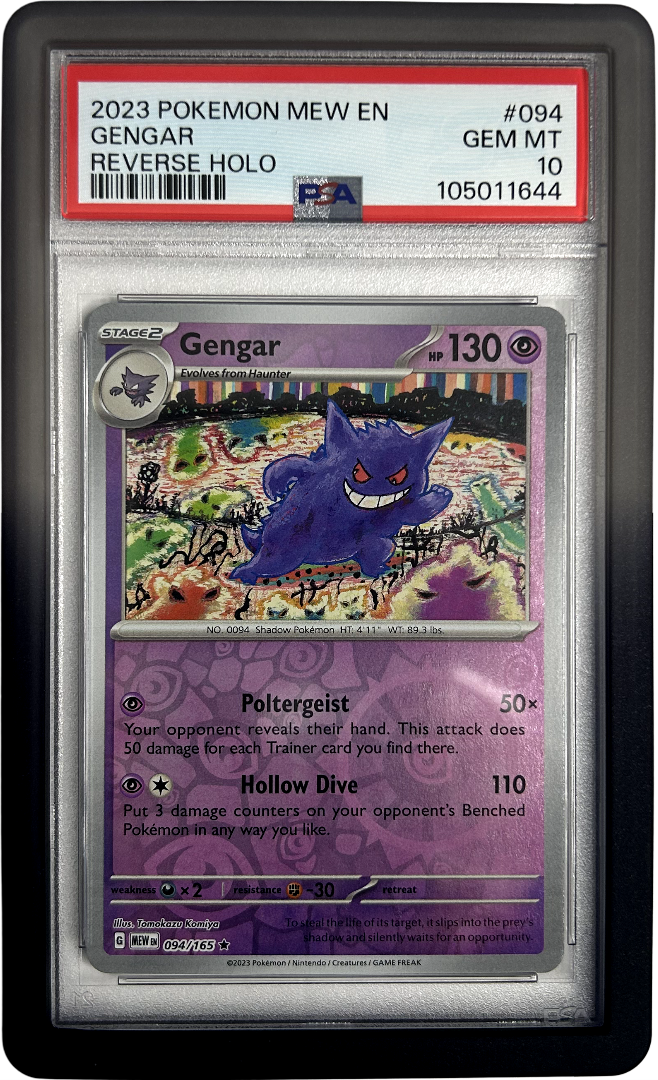 Pokemon - 151 - Gengar 094/165 Reverse Holo - PSA 10 - Midnight Bumper Guard