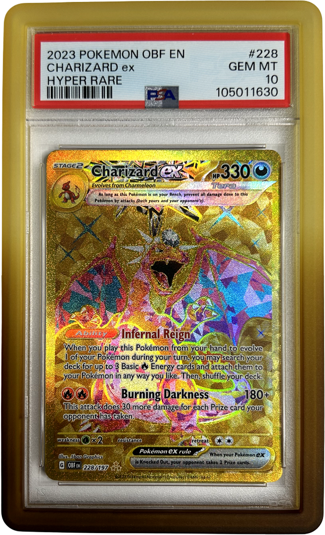 Pokemon - Obsidian Flames - Charizard Ex 228/197 - PSA 10 - Sandstorm Bumper Guard