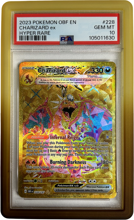 Pokemon - Obsidian Flames - Charizard Ex 228/197 - PSA 10 - Sandstorm Bumper Guard