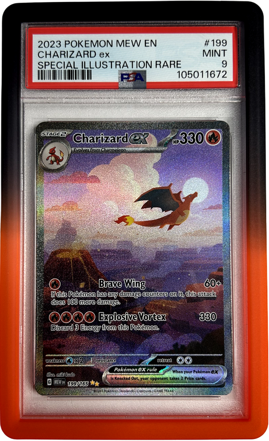 Pokemon - 151 - Charizard Ex 199/165 - PSA 9 - Inferno Bumper Guard