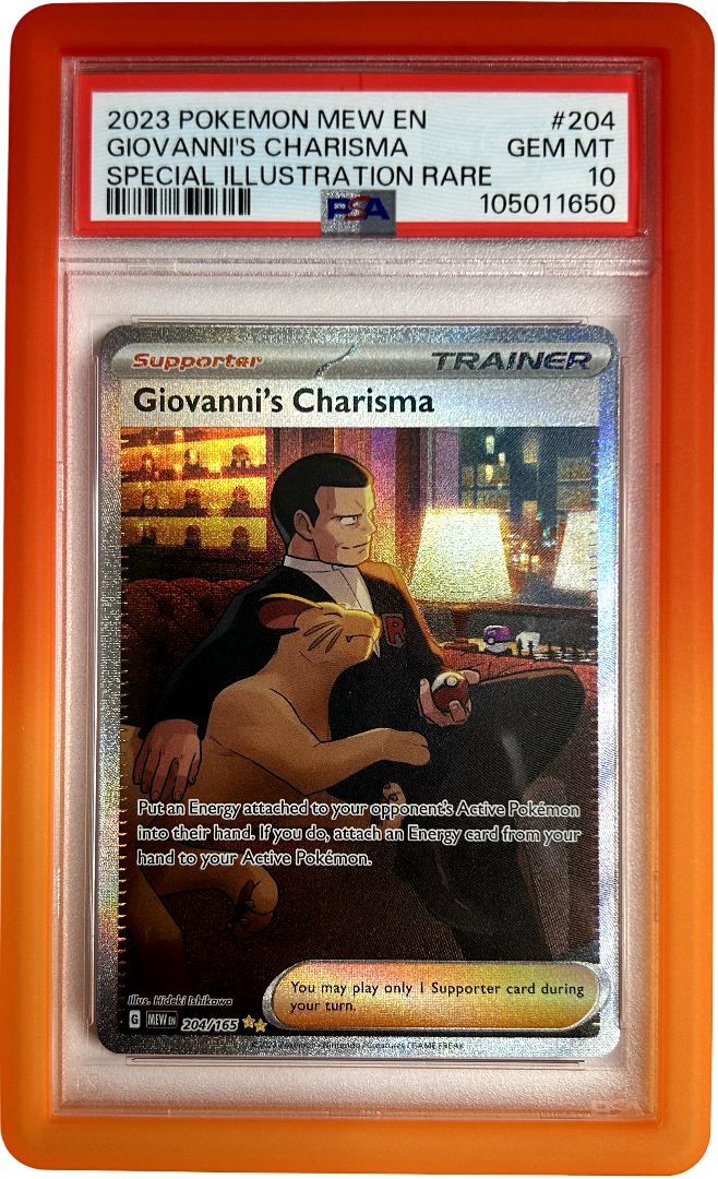 Pokemon - 151 - Giovanni's Charisma 204/165 - PSA 10 - Blaze Bumper Guard