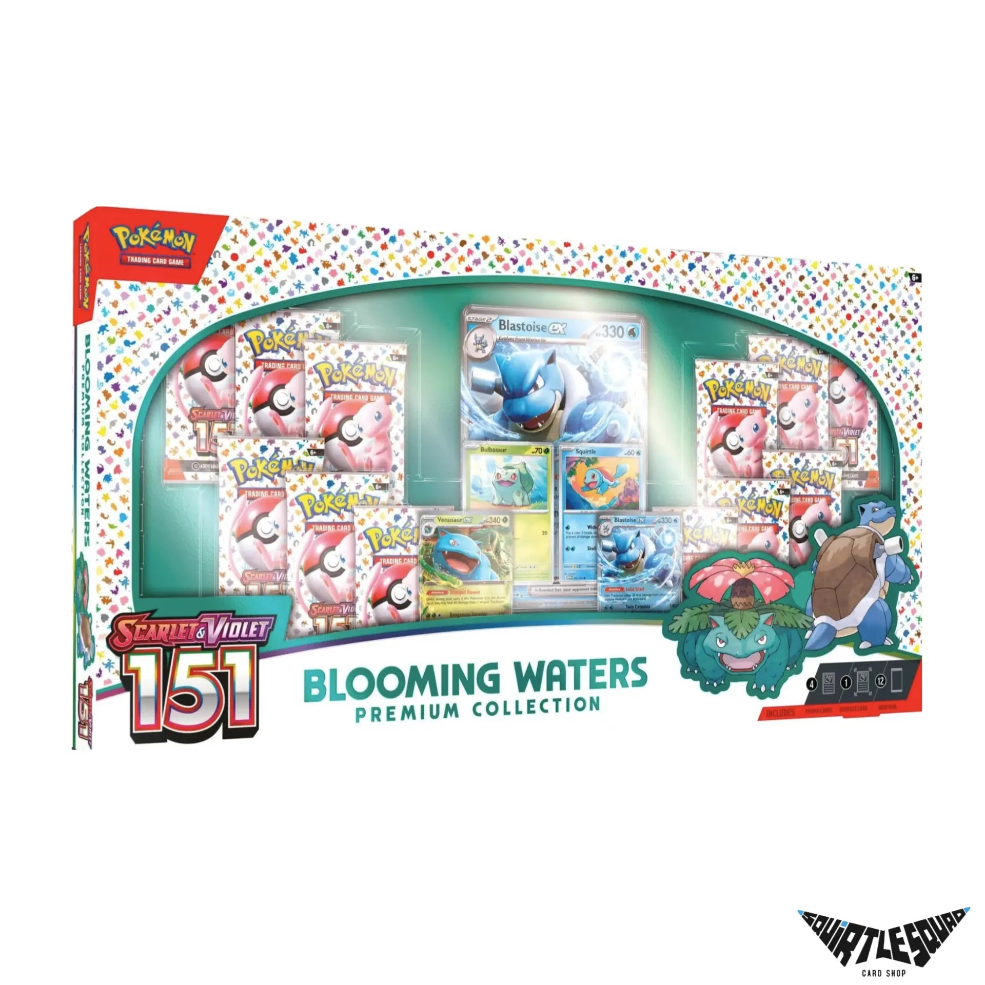 Pokemon - 151 - Blooming Waters Premium Collection box Squirtle Squad Card Shop.