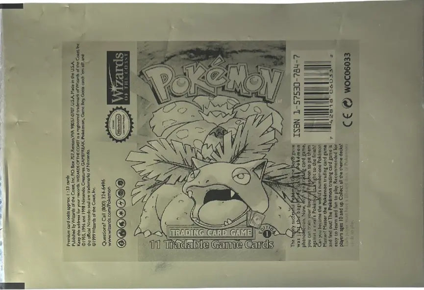 Pokémon TCG – 1st Edition Shadowless Base Set Uncut Booster Pack Proof – Venusaur Artwork – Black & White Test Print – Wizards of the Coast – Ultra Rare Squirtle Squad Card Shop.