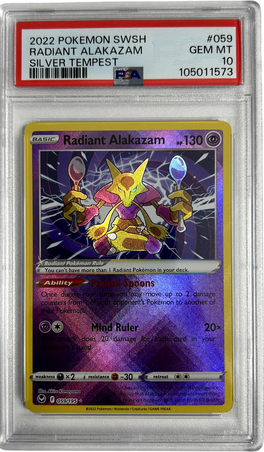 Pokemon - Silver Tempest - Radiant Alakazam 059/195 - PSA 10