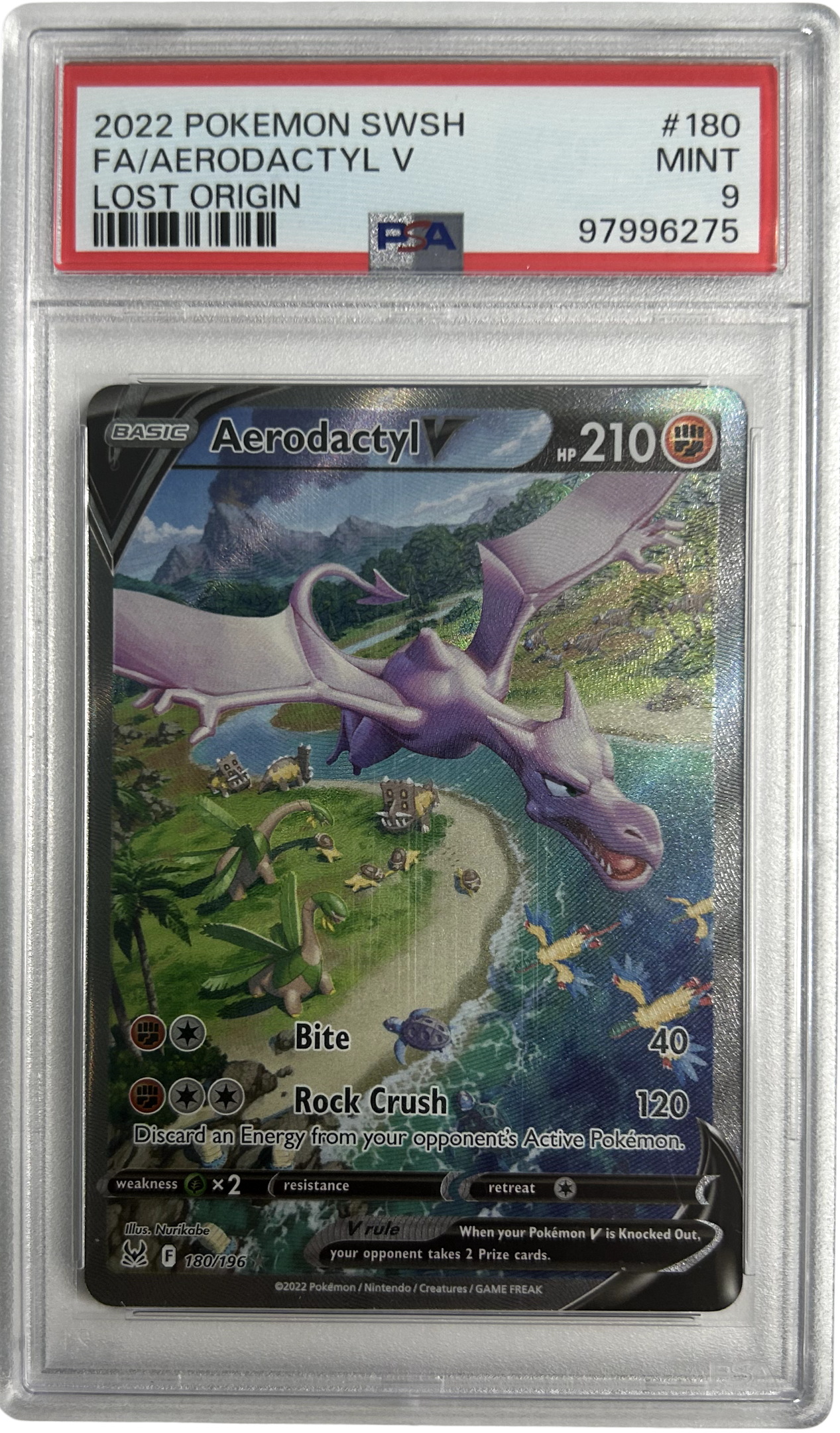 Pokemon - Lost Origins - Aerodactyl V 180/196  - PSA 9