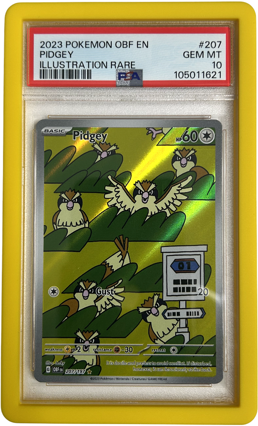 Pokemon - Obsidian Flames - Pidgey 207/197 - PSA 10 - Yellow Bumper Guard