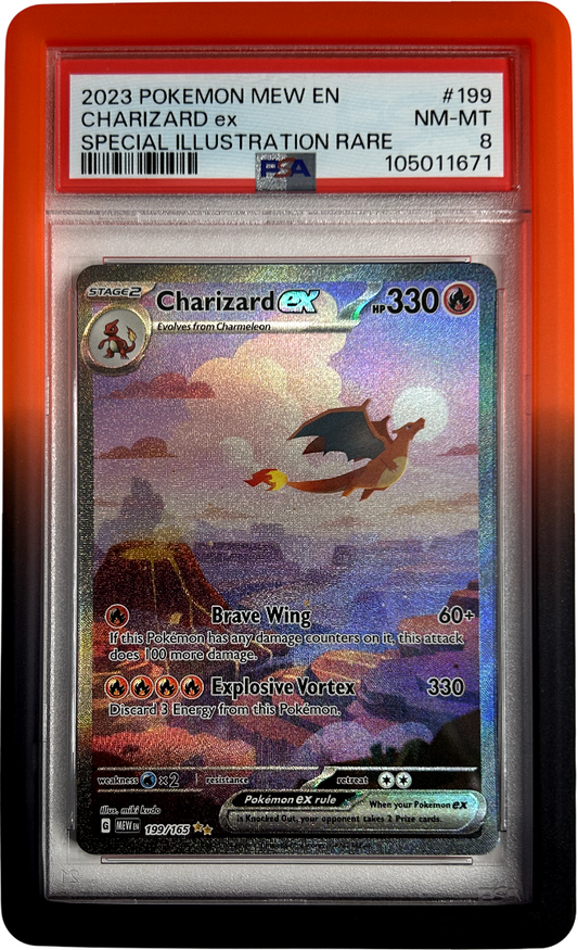 Pokemon - 151 - Charizard Ex 199/165 - PSA 8 - Inferno Bumper Guard