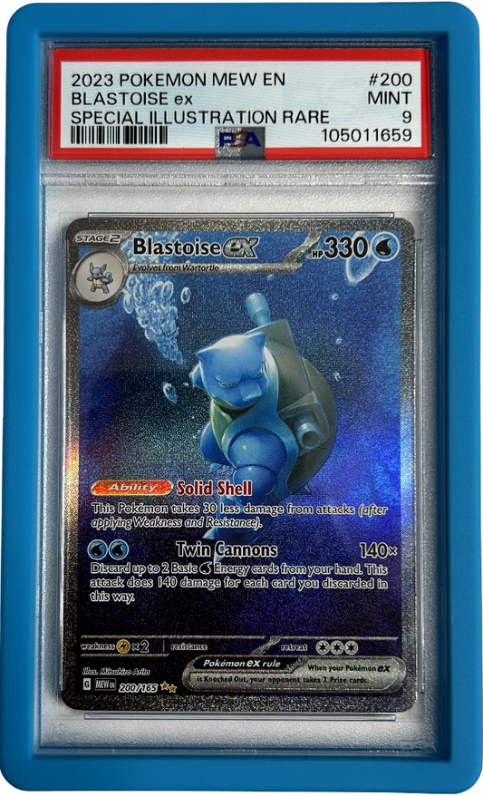 Pokemon - 151 - Blastoise Ex 200/165 - PSA 9 - Cyan Bumper Guard