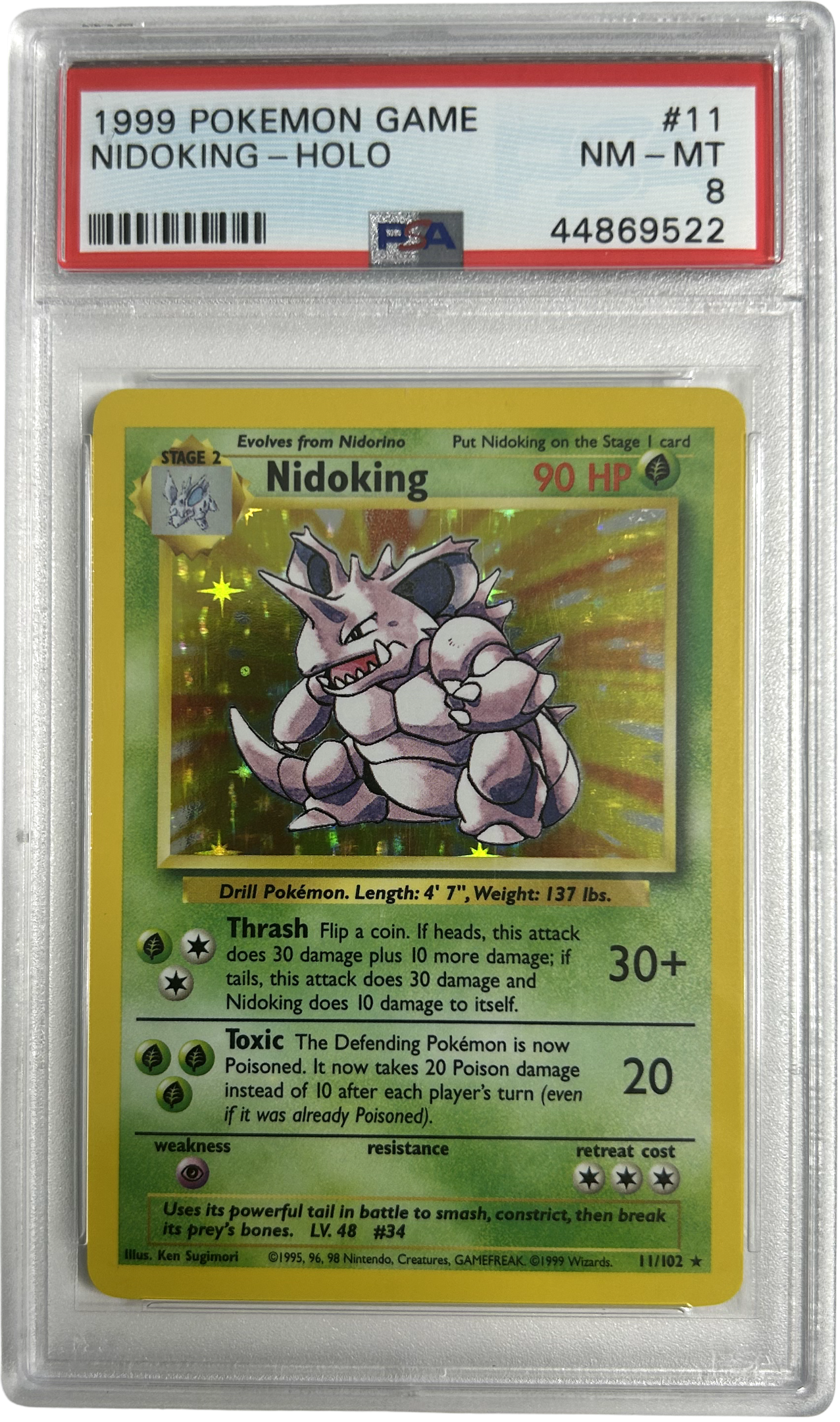 Pokemon - Base Set - Nidoking 11/102 Holo - PSA 8