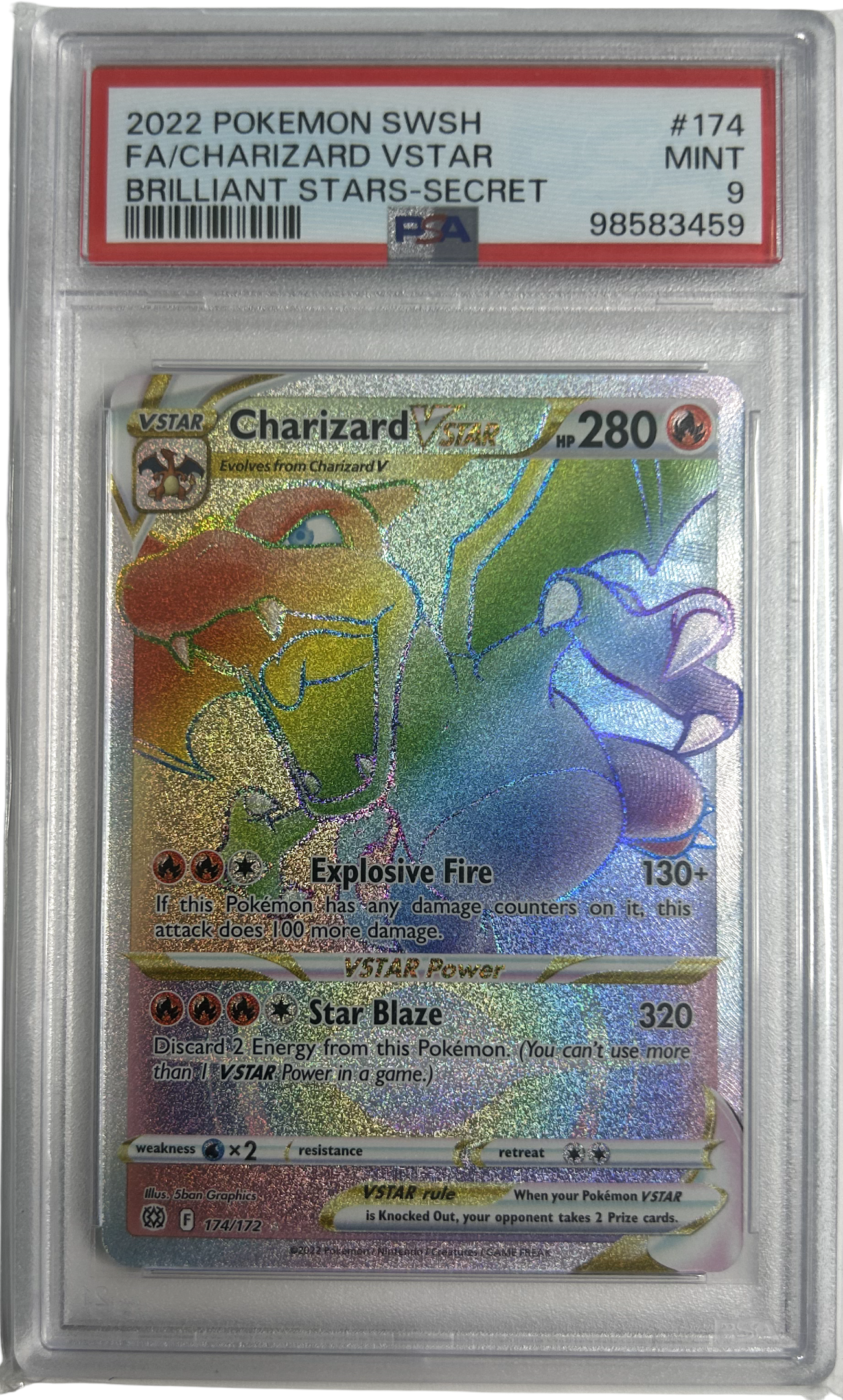 Pokemon - Brilliant Stars - Charizard Vstar 174/172 - PSA 9