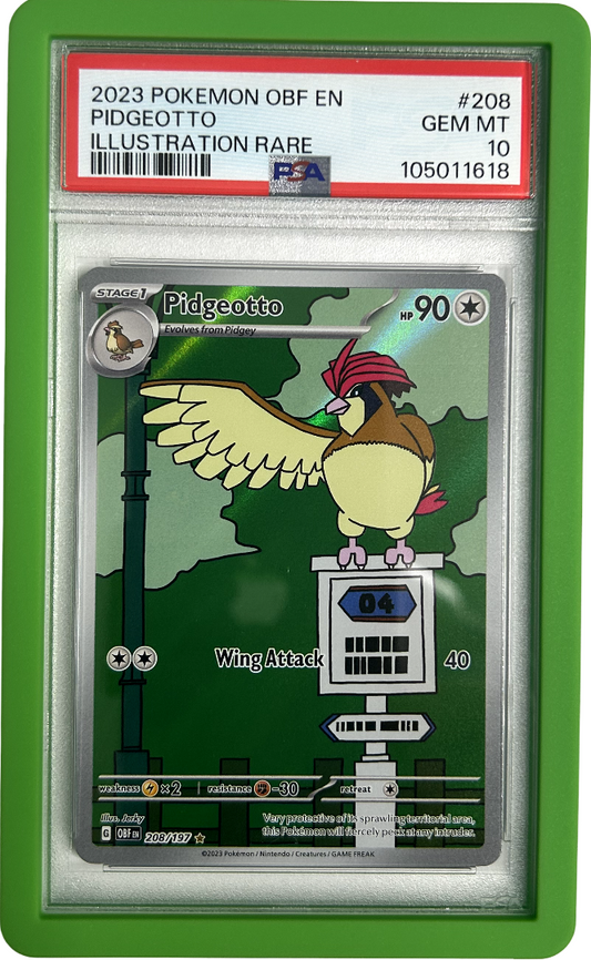 Pokemon - Obsidian Flames - Pidgeotto 208/197 - PSA 10 - Green Bumper Guard