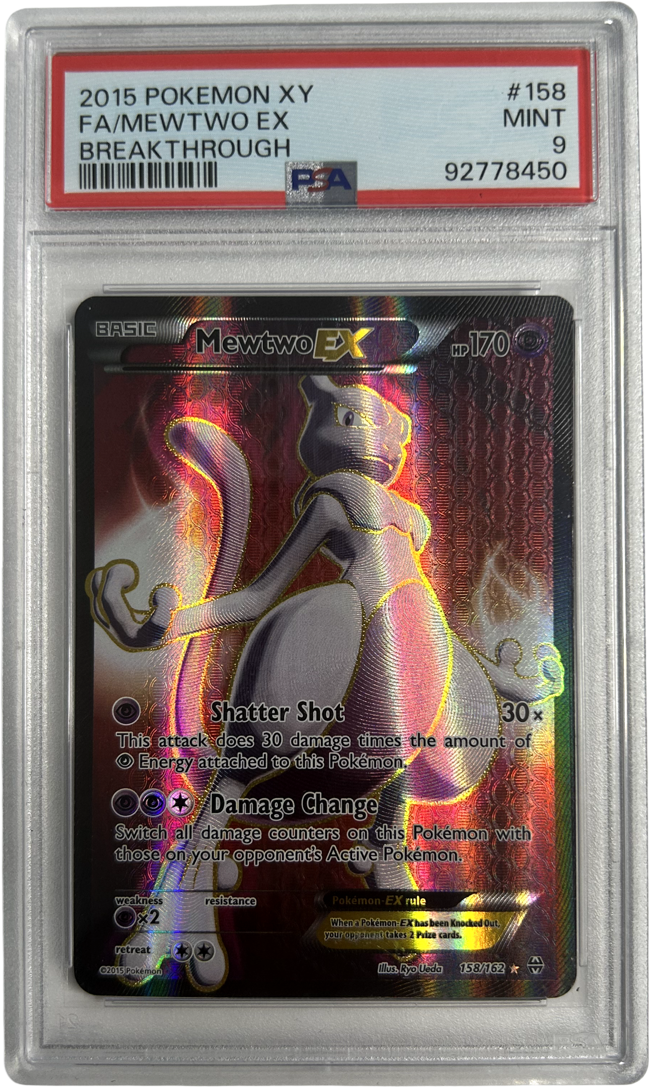 Pokemon - Breakthrough - Mewtwo EX 158/162 - PSA 9