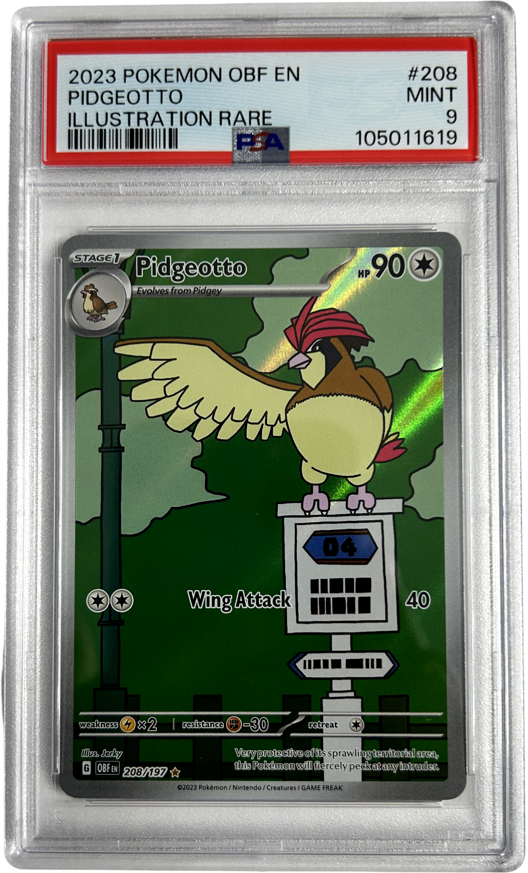 Pokemon - Obsidian Flames - Pidgeotto 208/197 - PSA 9