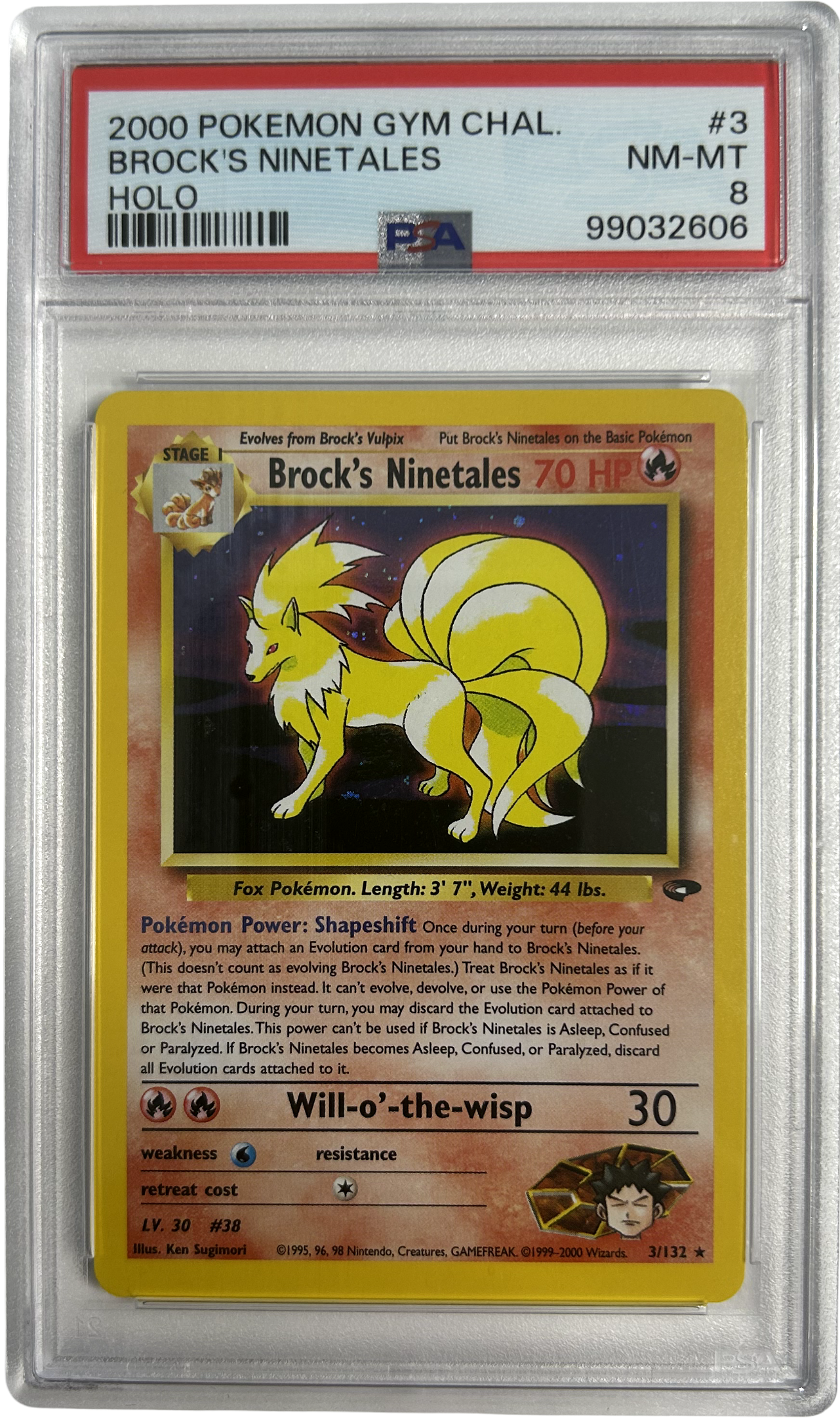 Pokemon - Gym Challenge - Brock's Ninetales 3/132 - PSA 8