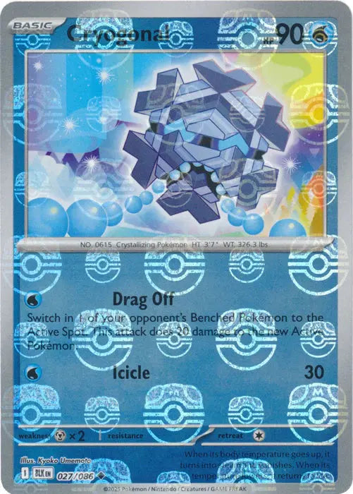 Cryogonal (Master Ball Pattern) 027  - Holofoil SV Black Bolt - Uncommon SV: Black Bolt Pokemon Single  Squirtle Squad Card Shop.