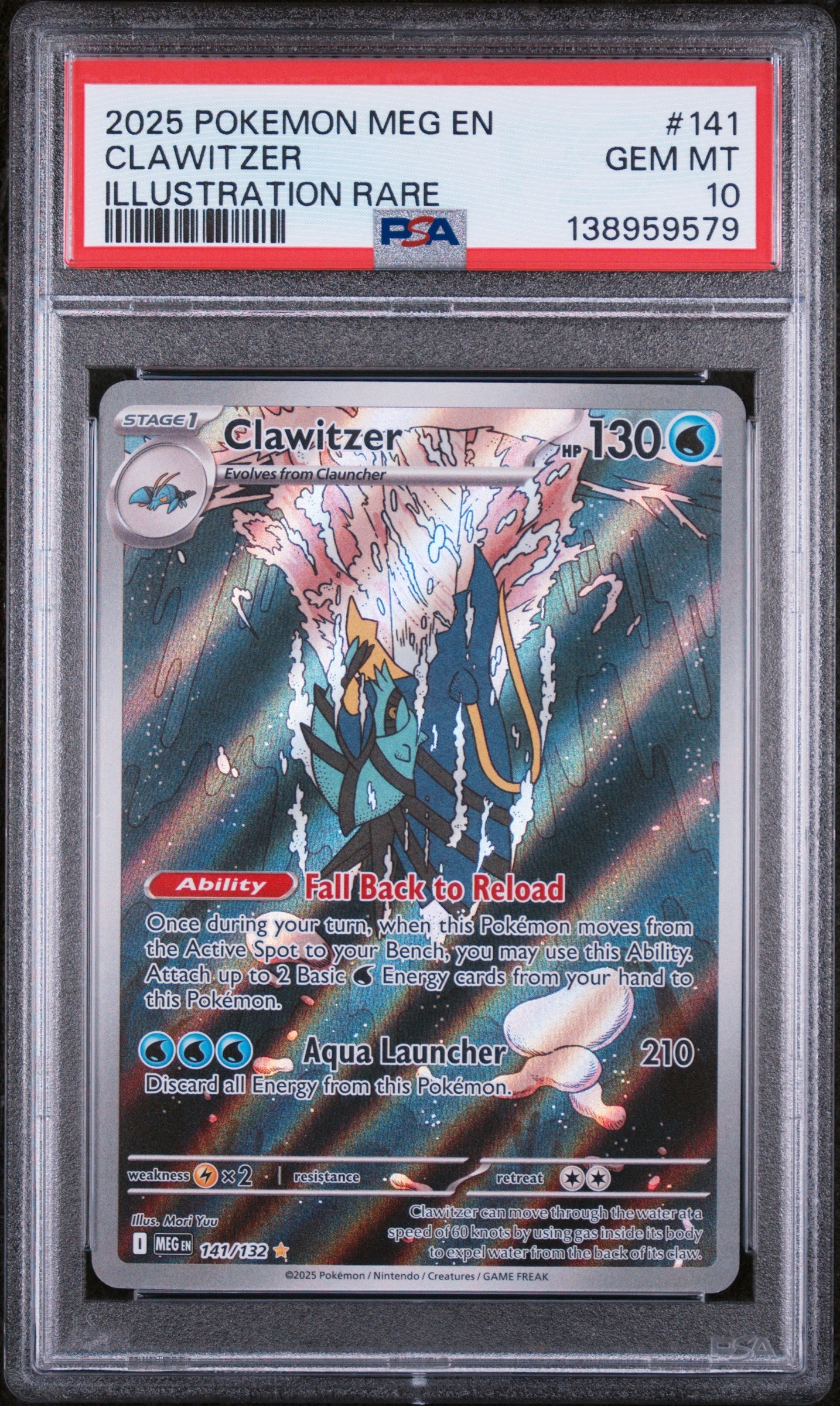 Clawitzer 141/132 Mega Evolution Illustration Rare PSA 10 Gem Mint graded English Pokémon card