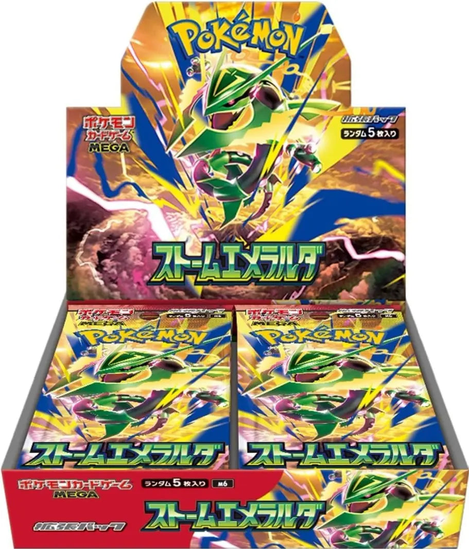 Sealed Pokémon TCG Japanese Storm Emeralda Booster Box M6 PRE ORDER featuring MEGA era Japanese Pokémon Card Game packaging