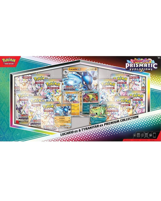 Pokémon TCG – Prismatic Evolutions Lucario ex & Tyranitar ex Premium Collection (Sam’s Club) – Factory Sealed Squirtle Squad Card Shop.   Squirtle Squad Card Shop.