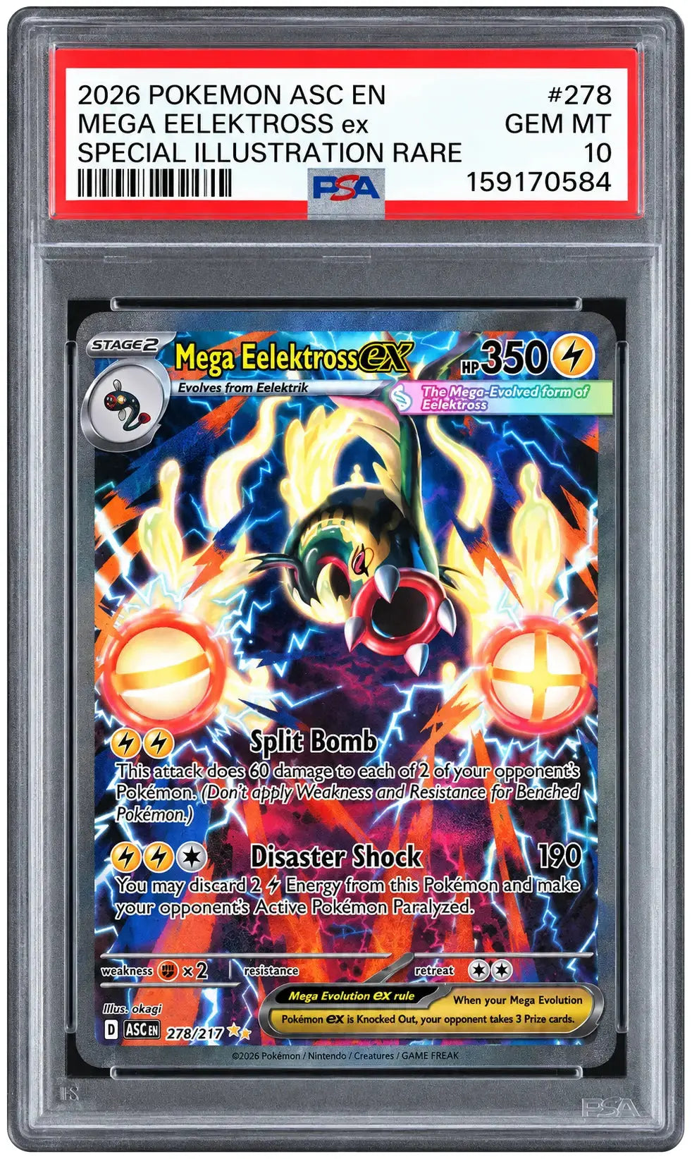 2026 Pokémon Mega Eelektross ex 278/217 Special Illustration Rare PSA 10 cert 159170584
