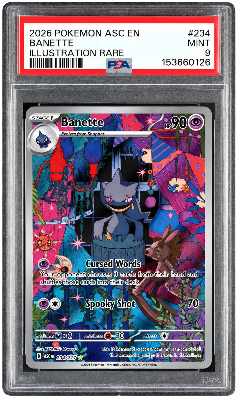 2026 Pokémon Banette 234/217 Illustration Rare PSA 9 cert 153660126