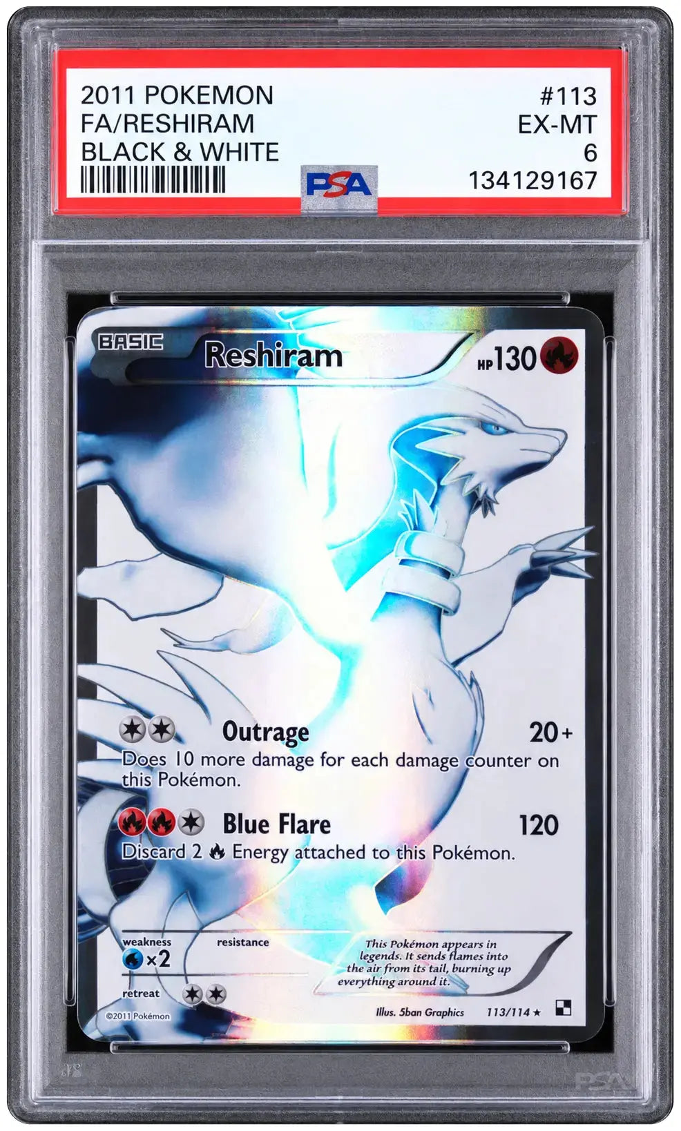 2011 Pokémon Reshiram 113/114 Black & White PSA 6 cert 134129167