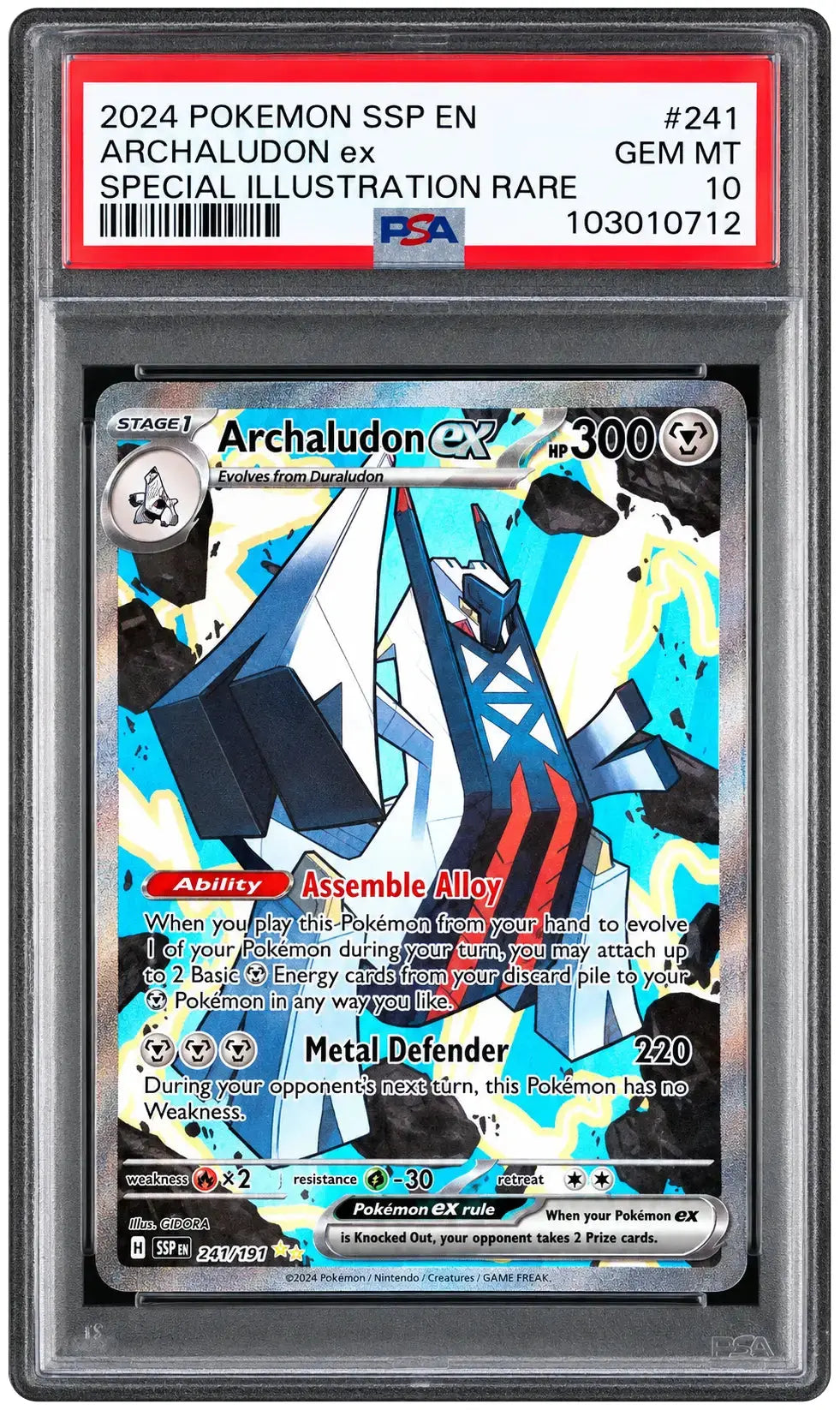 2024 Pokémon Archaludon ex 241/191 Special Illustration Rare PSA 10 cert 103010712