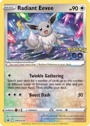 Pokémon TCG Radiant Eevee SWSH230 Holofoil Sword and Shield Black Star Promo Card Raw Collectible Pokémon Card