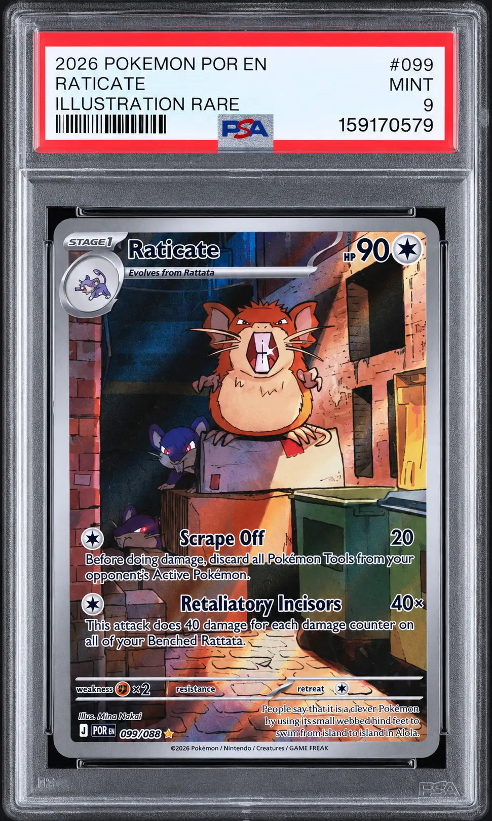 2026 Pokémon Raticate 099/088 Illustration Rare PSA 9 cert 159170579