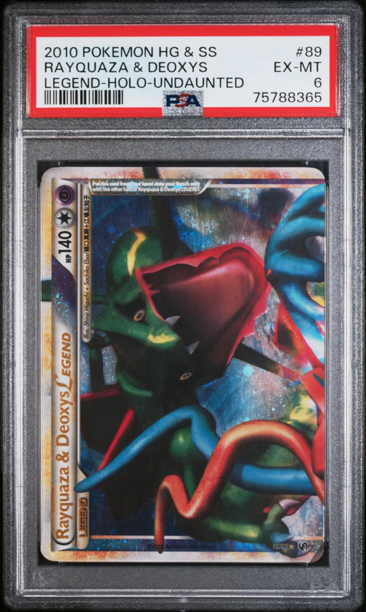 Pokémon TCG Rayquaza and Deoxys LEGEND Bottom Half 89/90 from Undaunted graded PSA 6 EX-MT featuring iconic HGSS-era legendary Pokémon artwork.