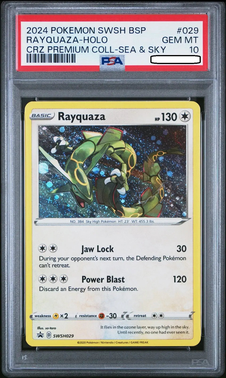 Pokémon TCG – Rayquaza SWSH029 Cosmos Holo – Black Star Promo – PSA 10 Gem Mint